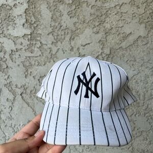 White and Black Striped Women's Cap